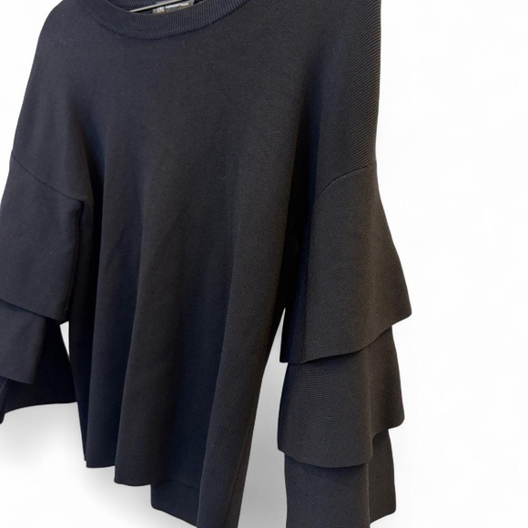 INC International Concepts Black Layered Ruffle Sleeve Blouse XS - Picture 4 of 5